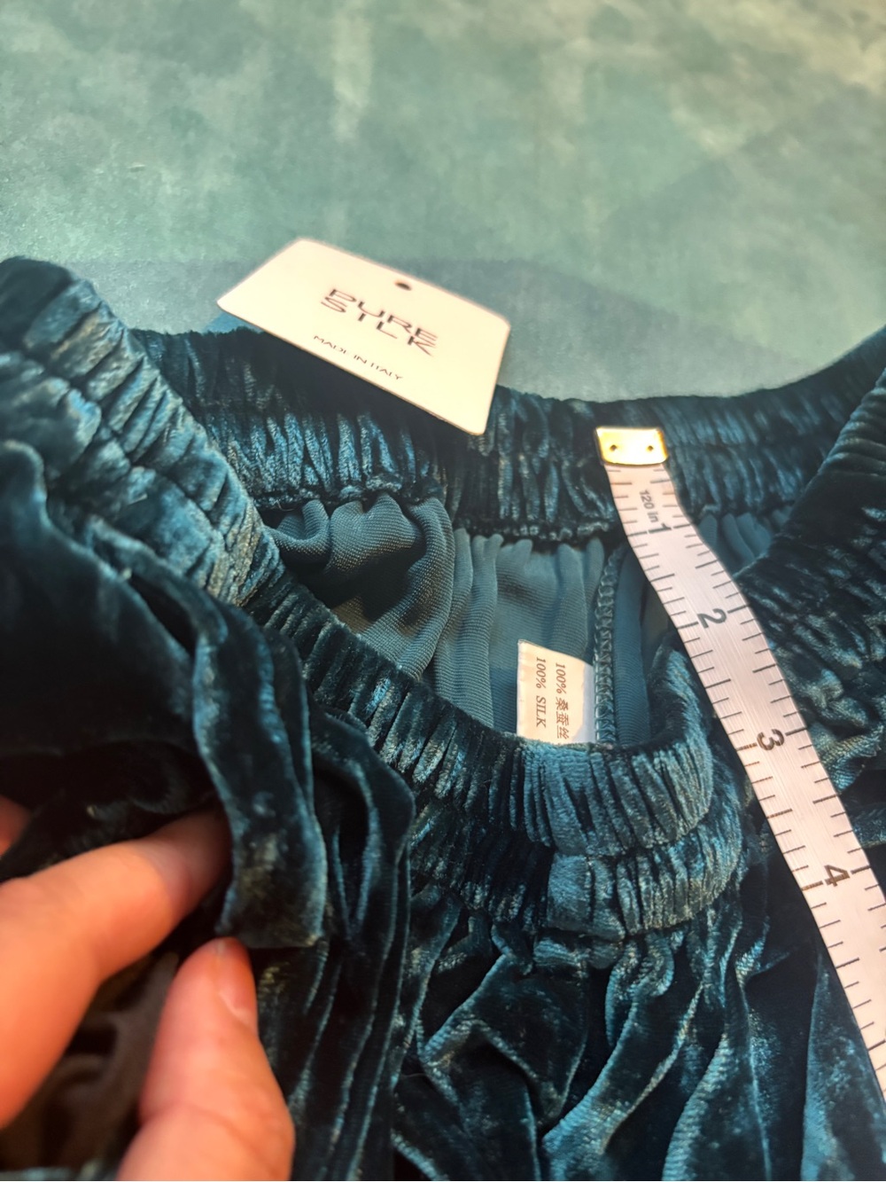100% velvet silk Shyre teal -M